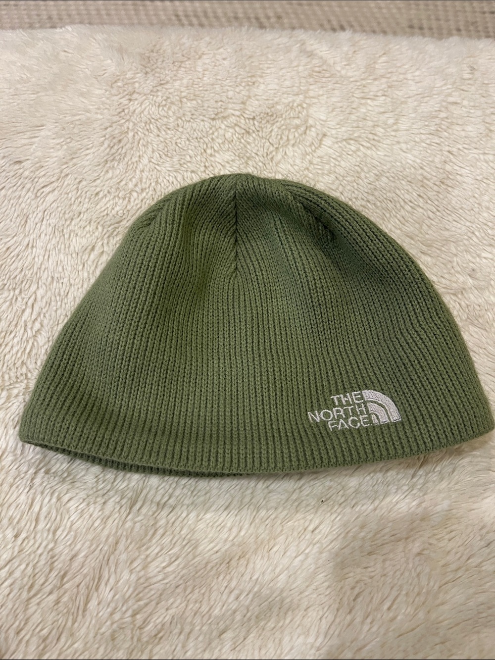 The North Face moss green unisex knit beanie